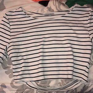 black & white open back crop top